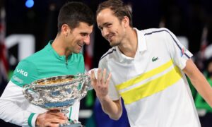 Novac Djokovic with Daniil Medvedev