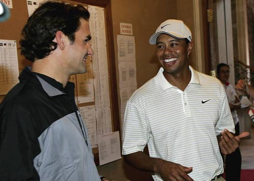 Tiger woods with Roger Federer