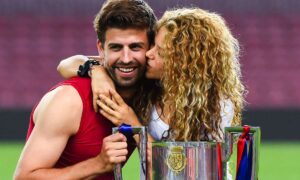 Gerard Pique with his fiancee Shakira