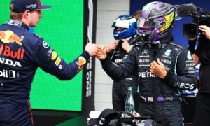 Lewis Hamilton with Max Verstappen