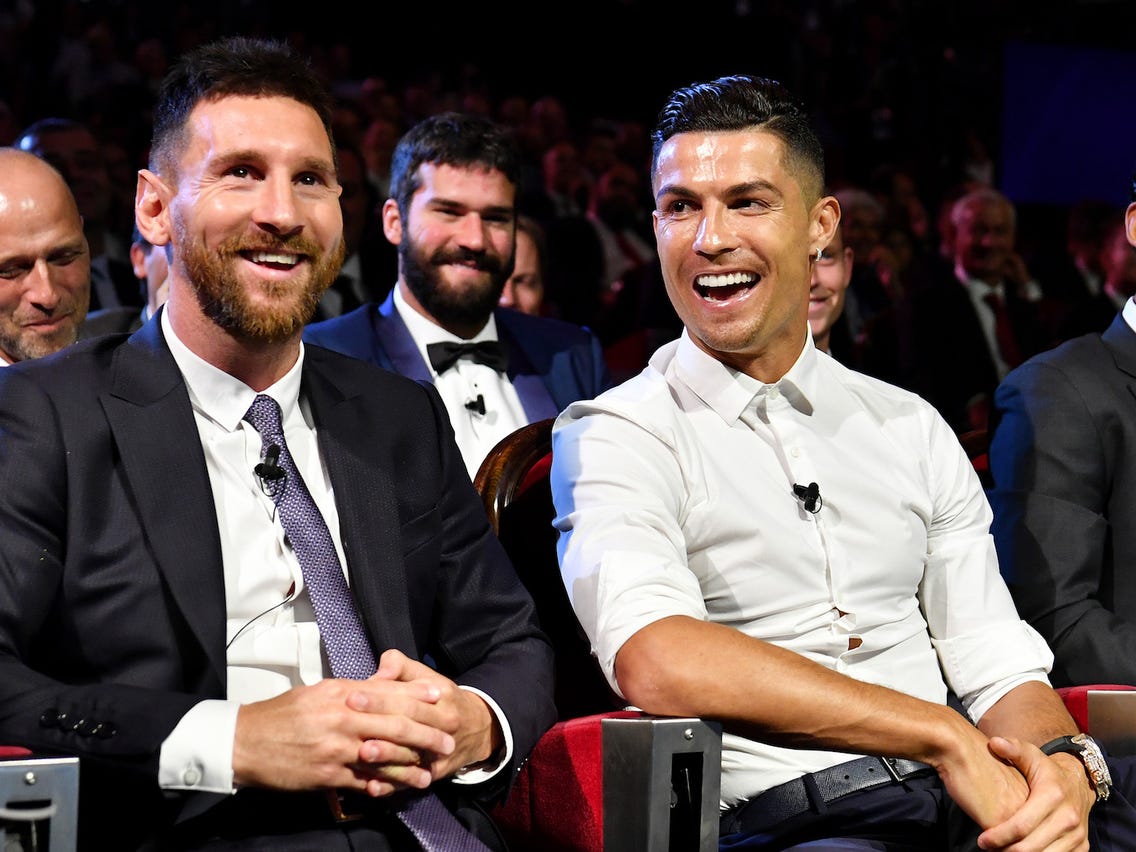 Lionel Messi with Ronaldo