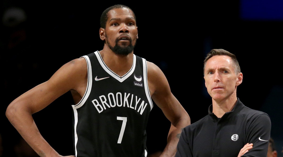 Kevin Durant with head coach Steve Nash