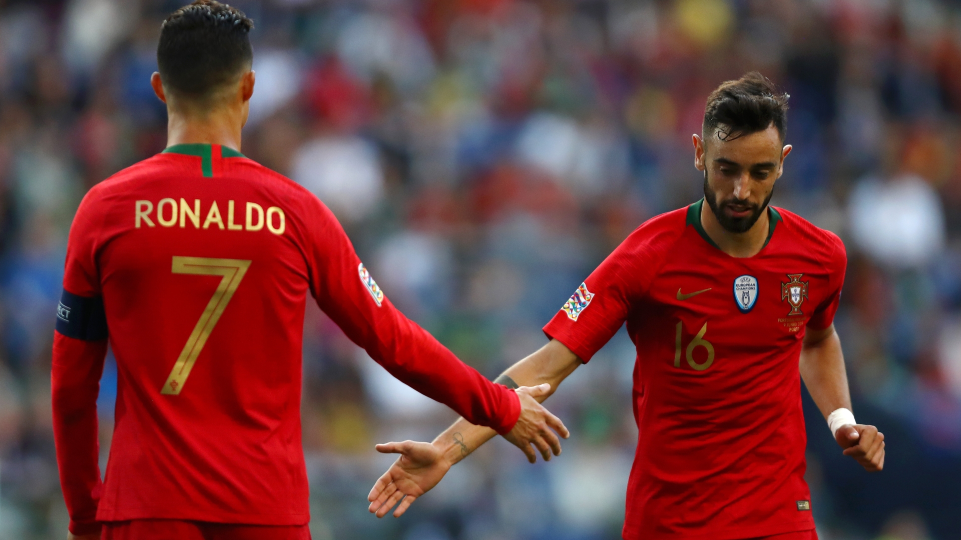 Bruno Fernandes with Cristiano Ronaldo