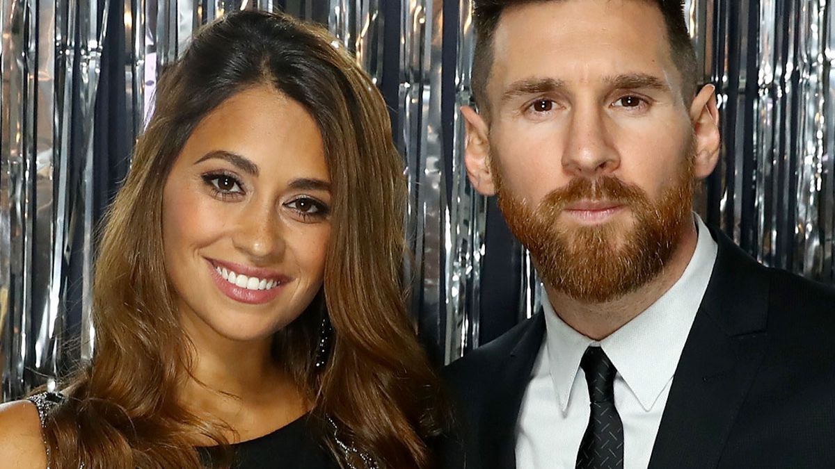 Lionel Messi and his wife