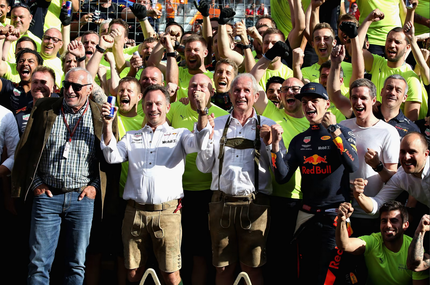 Red Bull team celebrate Austrain GP win