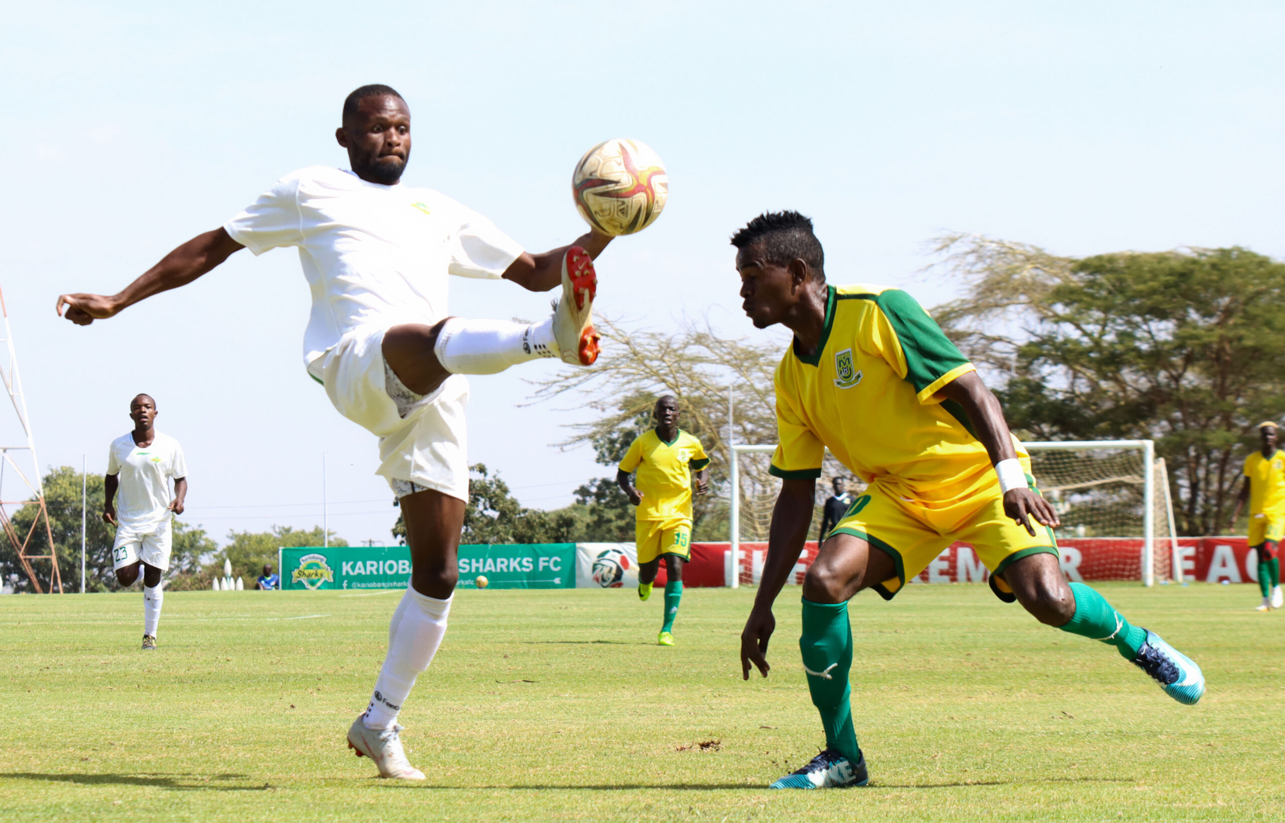 Action between Mathare United and Kariobangi Sharks