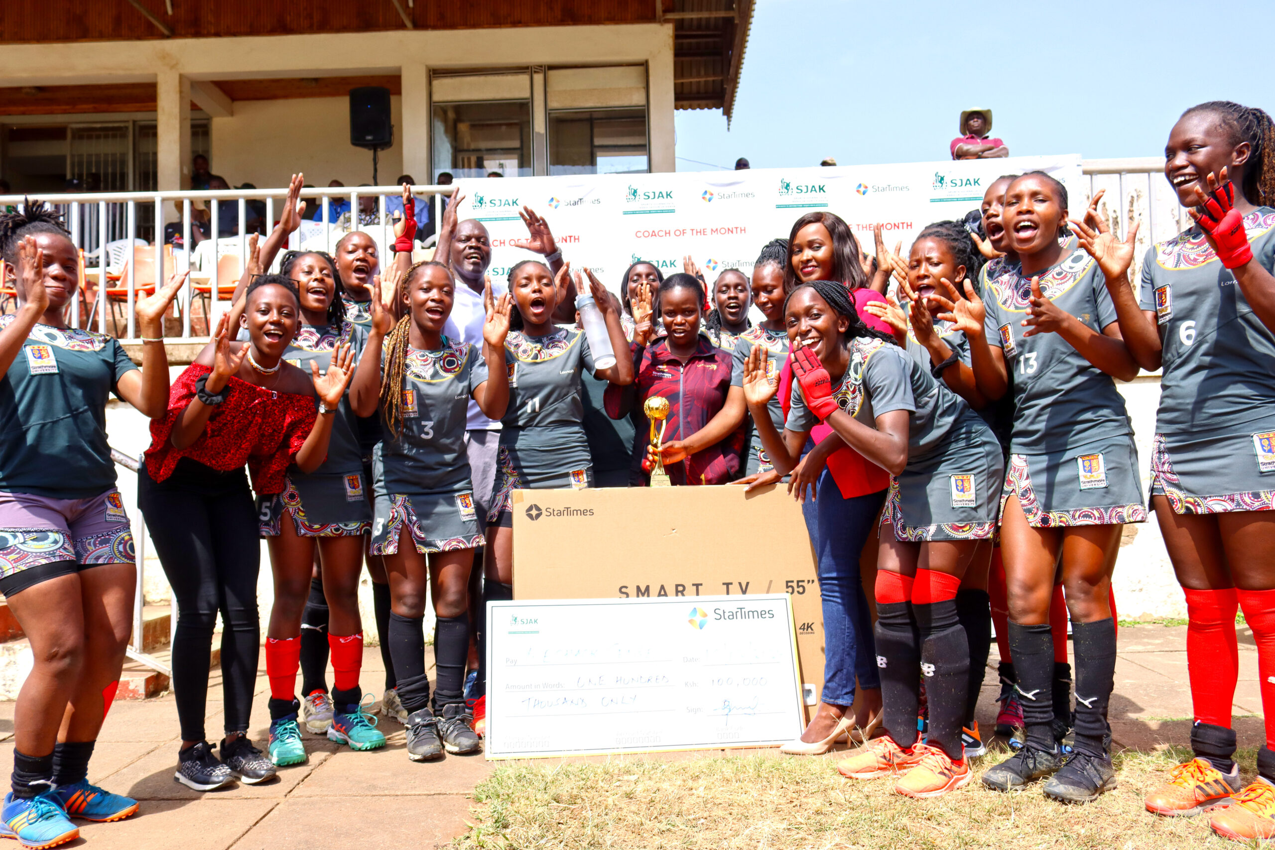 Coach Meshack Senge celebrates with his players