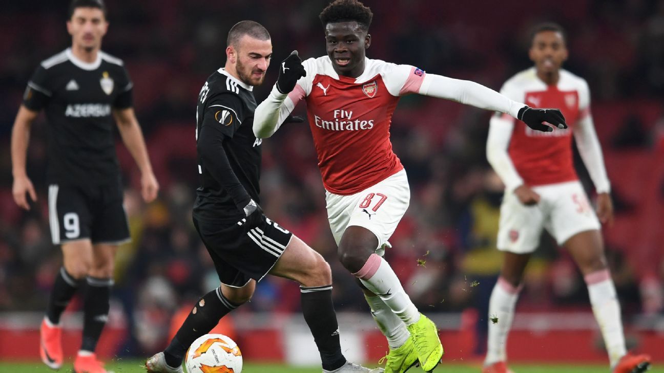 Bukayo Saka made his full home debut against Eintracht Frankfurt.