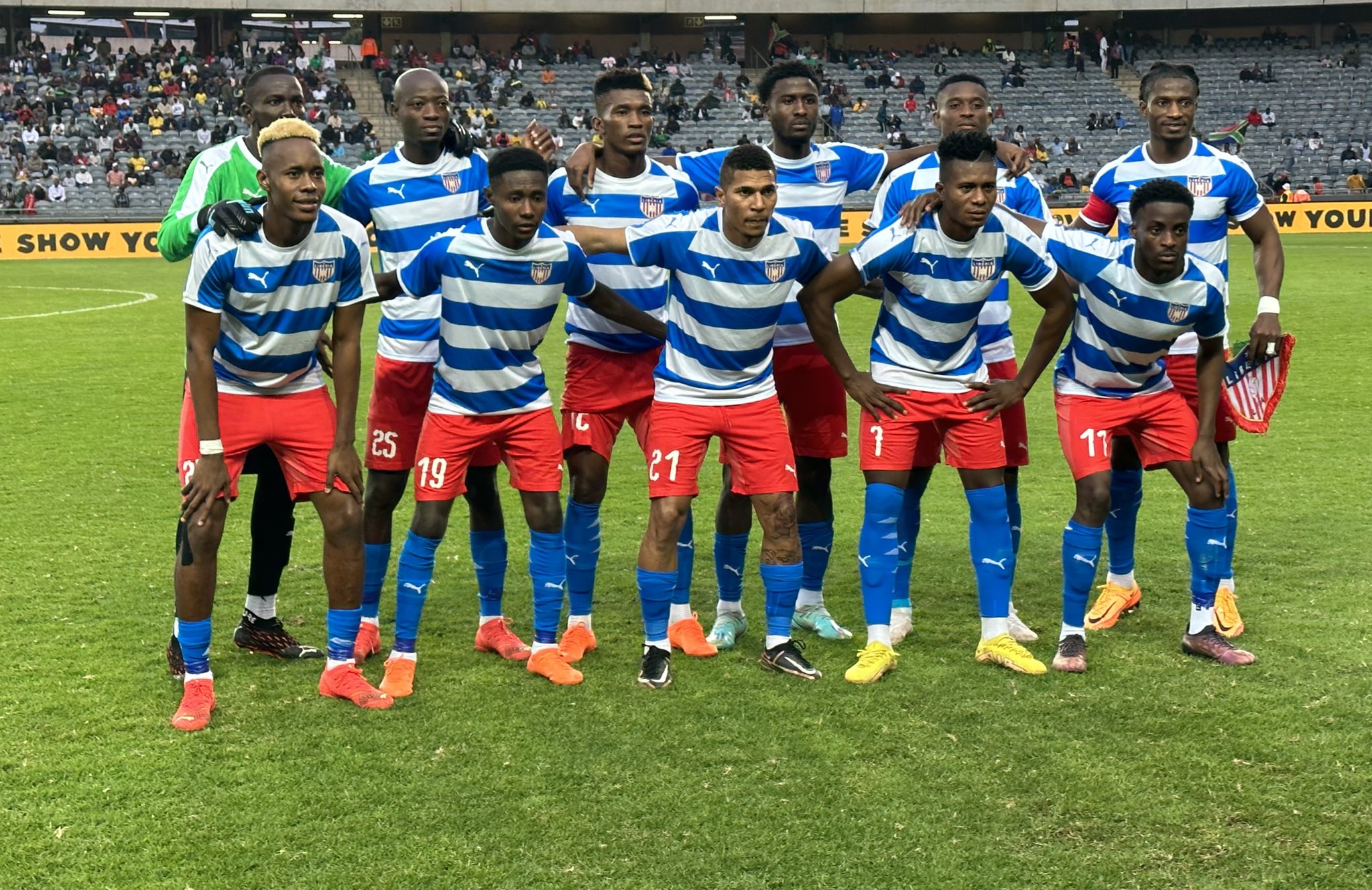 Liberia players line up for the match