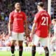 Martial and Antony celebrate together after the first goal Eurosport