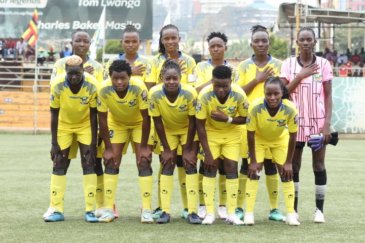 Vihiga Queens line up before their first match at the CECAFA regional qualifiers