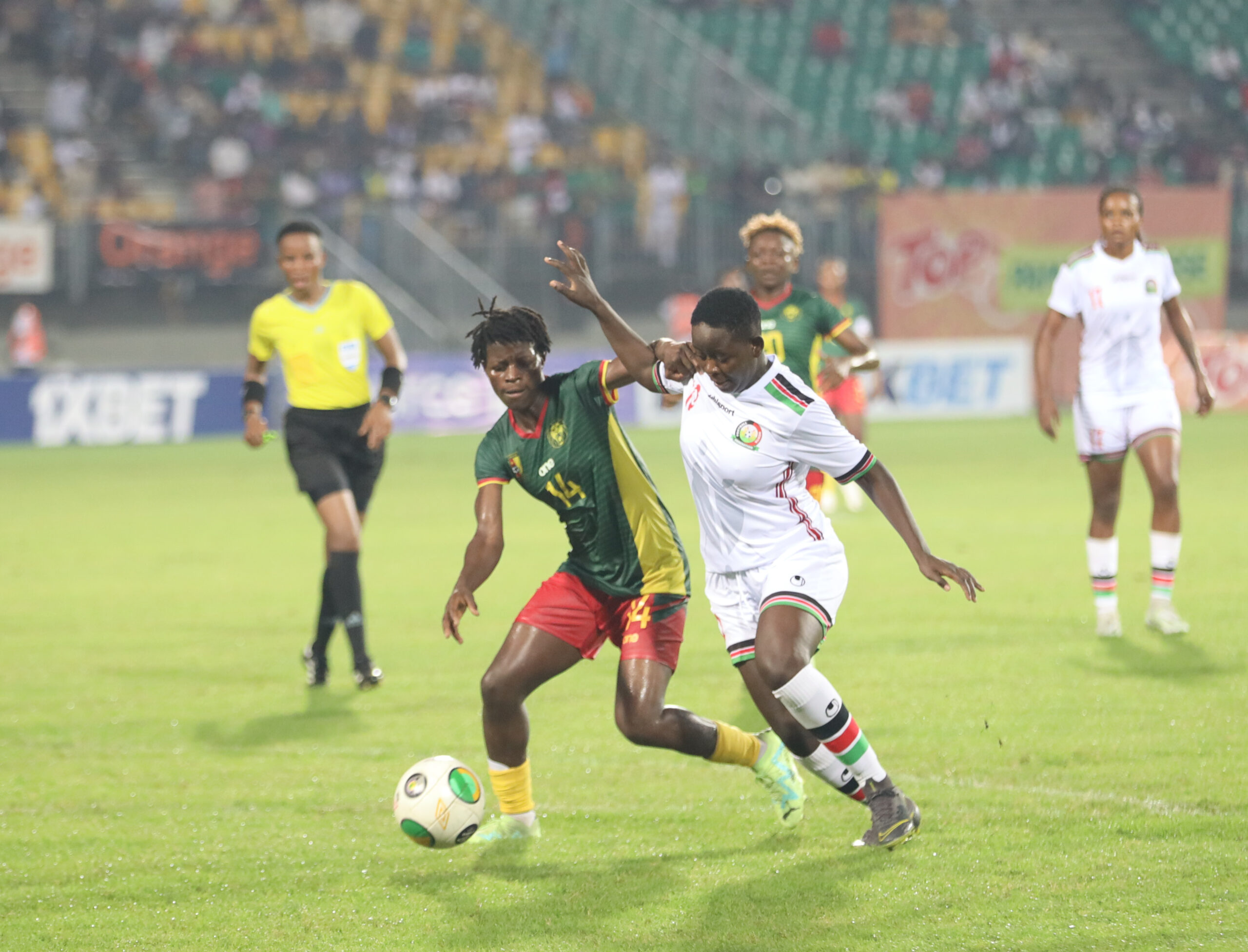 Harambee Starlets taking on Cameroon in Douala