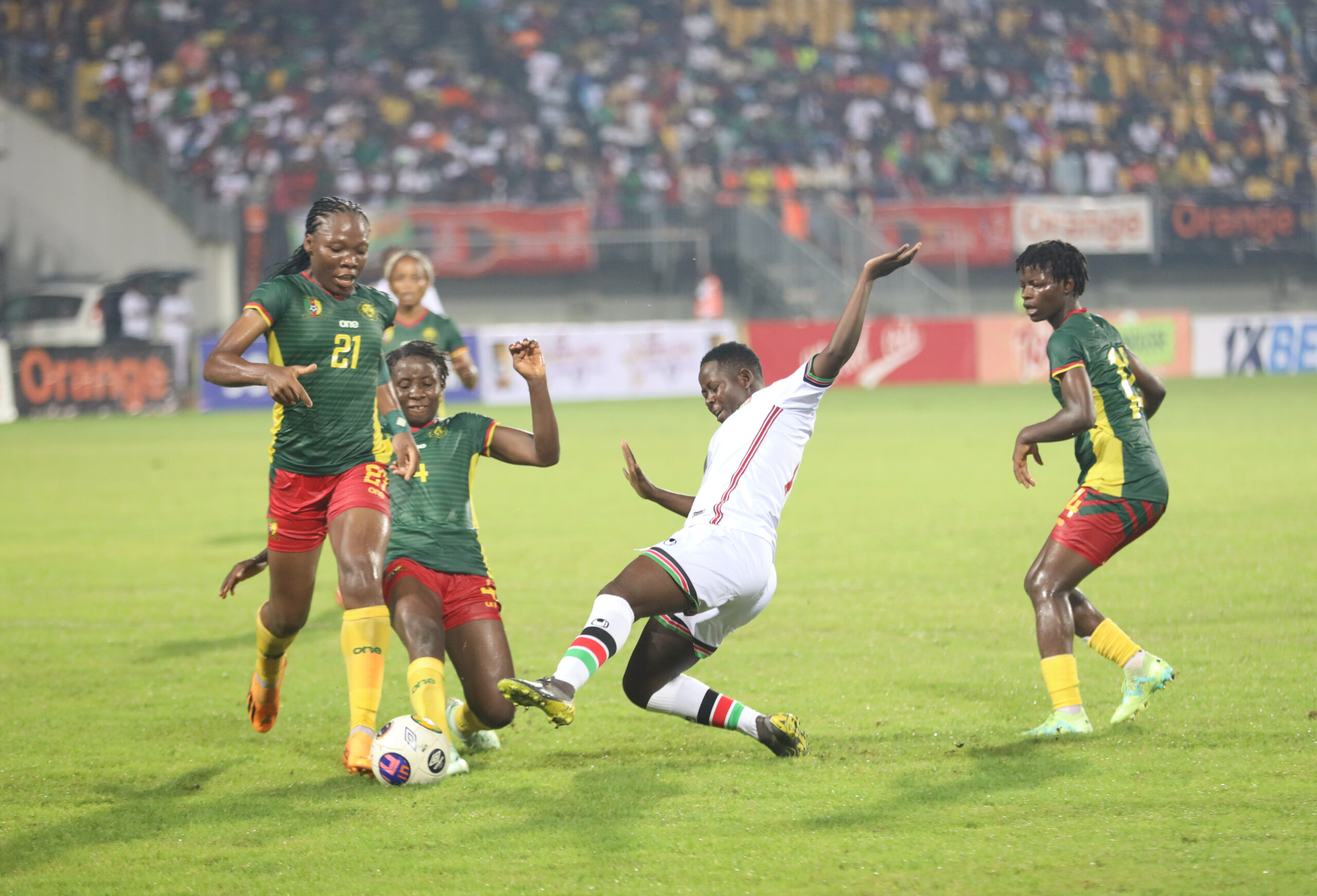 Harambee Starlets taking on Cameroon in Douala