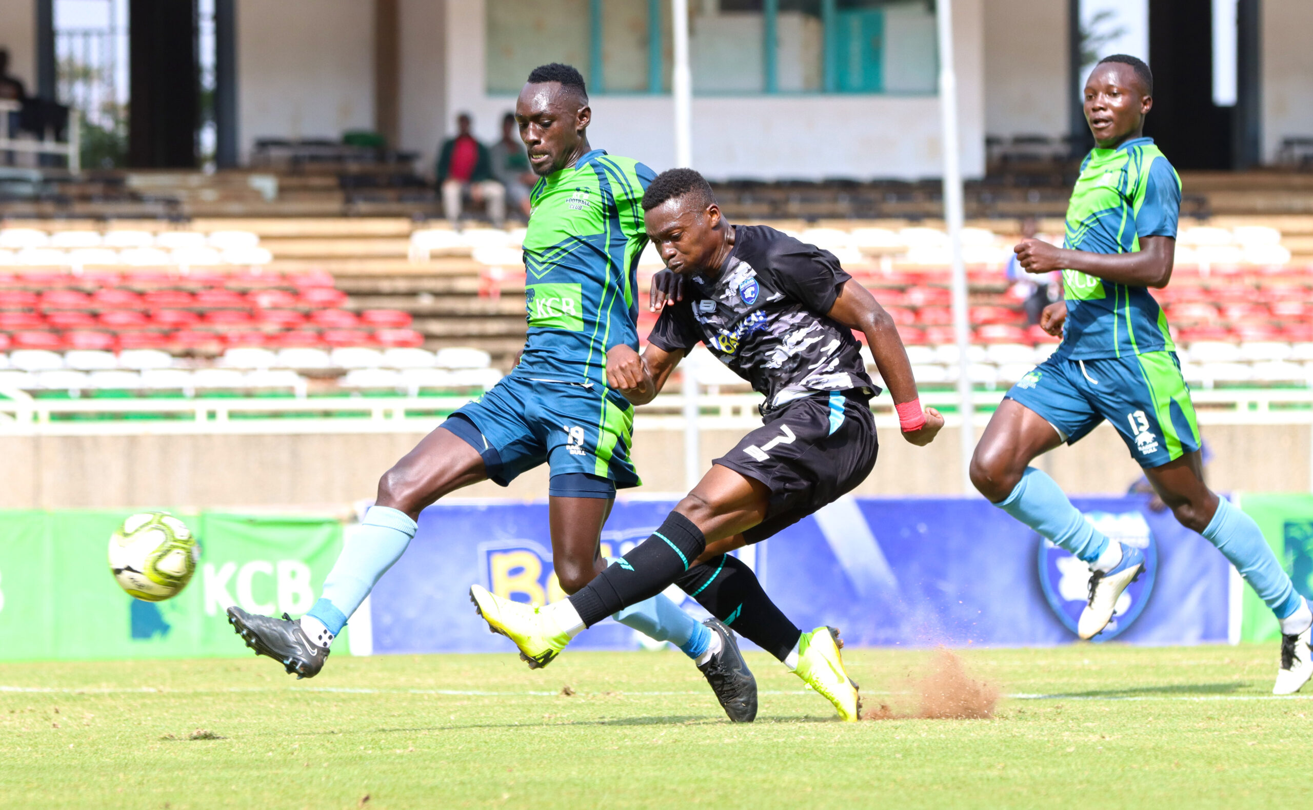 Jaffary Owiti takes a strike at goal for AFC Leopards