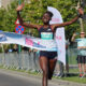 Agnes Ngetich celebrates after breaking the 10km world record