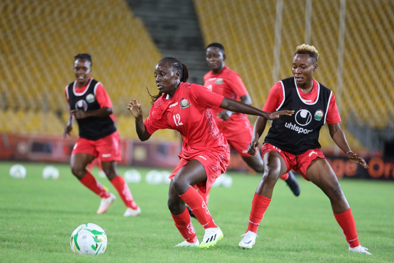 Harambee Starlets wingback Enez Mango during a training session in Douala