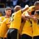 Wolves celebrate beating Manchester Cityy