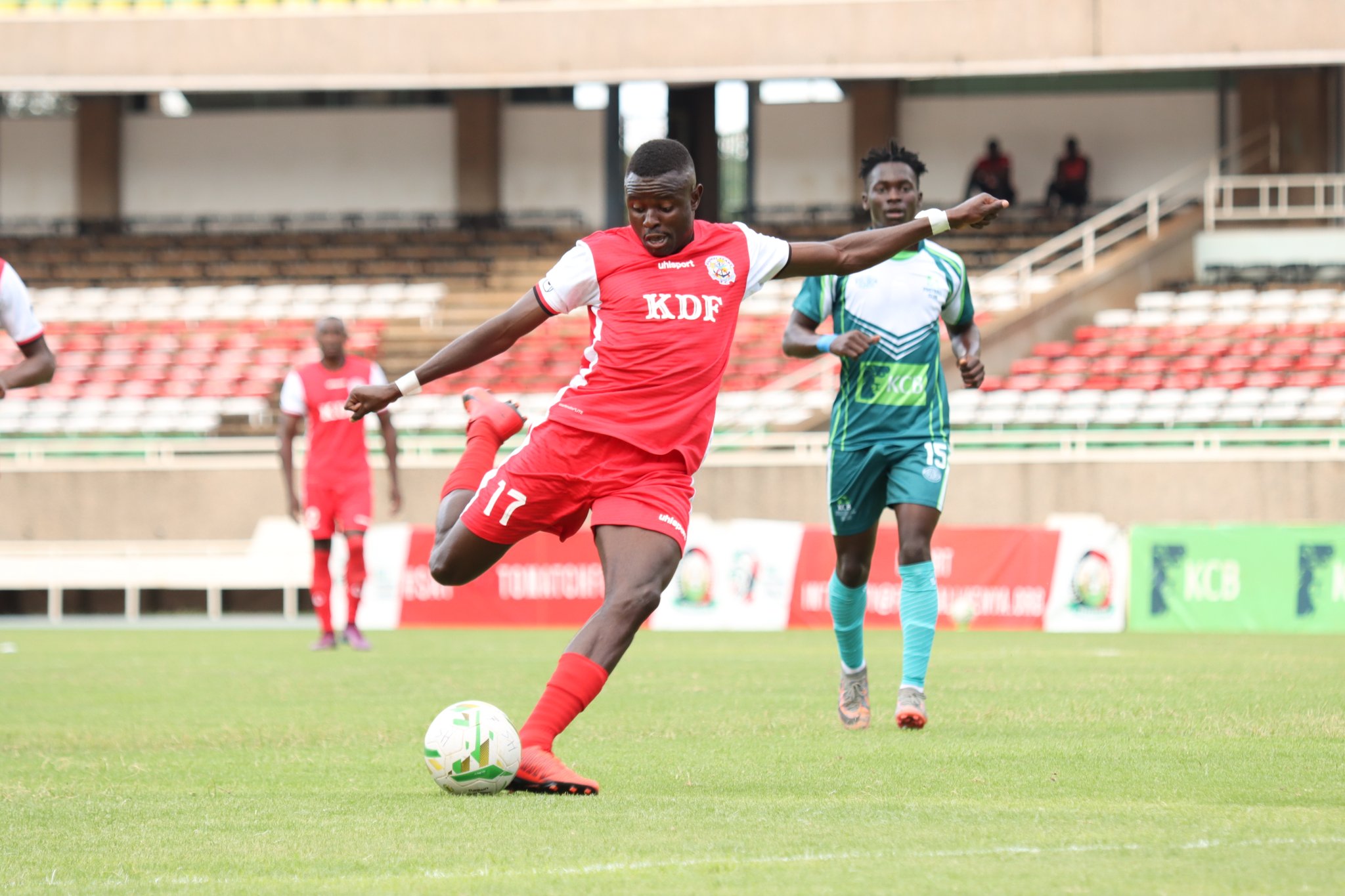 Mark Bikokwa in action for Ulinzi Stars. He scored their goal against KCB