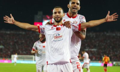 Wydad c elebrate their goal against Esperance. PHOTO/Wydad/Twitter