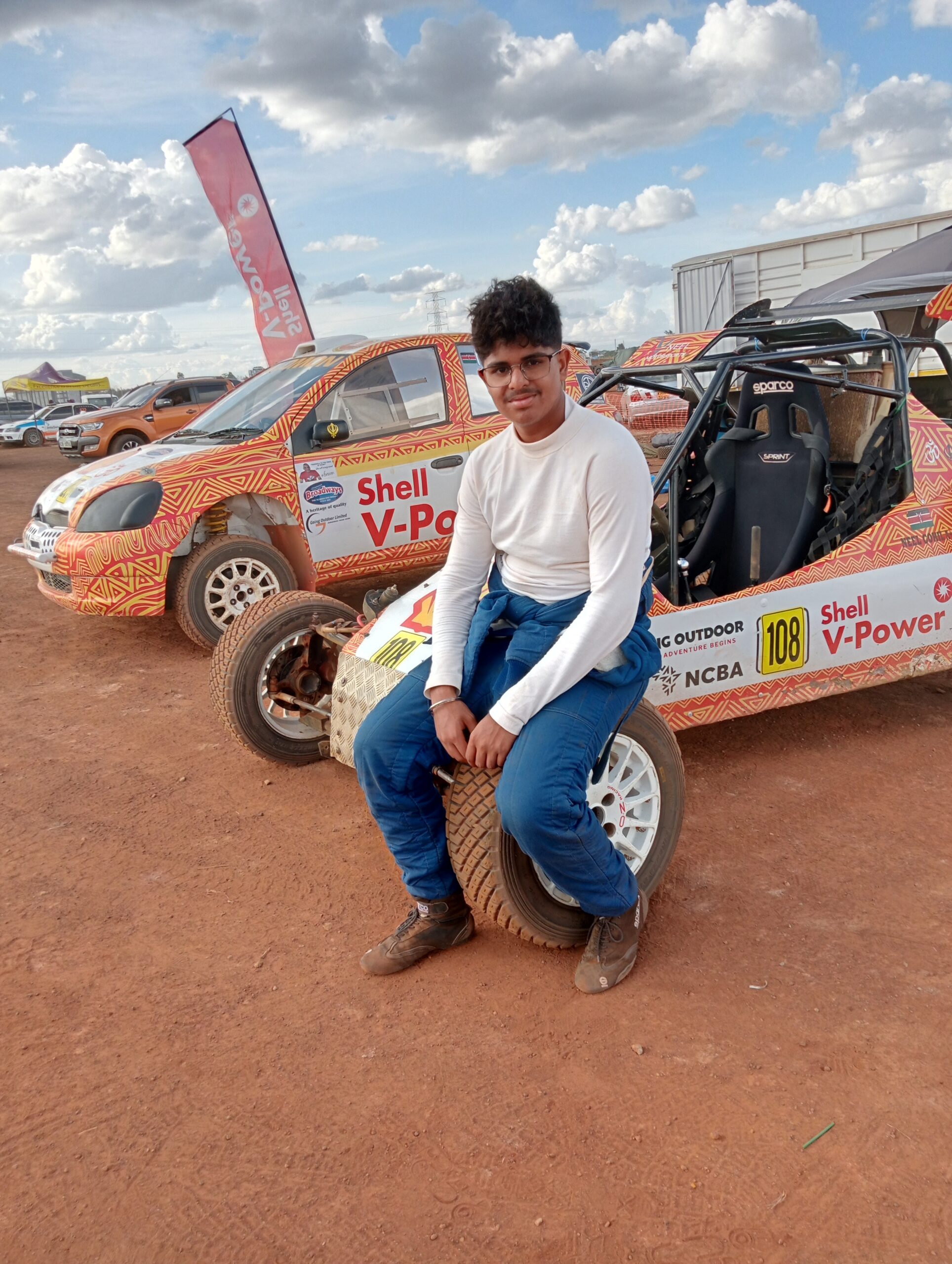 Newly crowned double Autocross champion Neel Gohil captured after the Kasarani race.