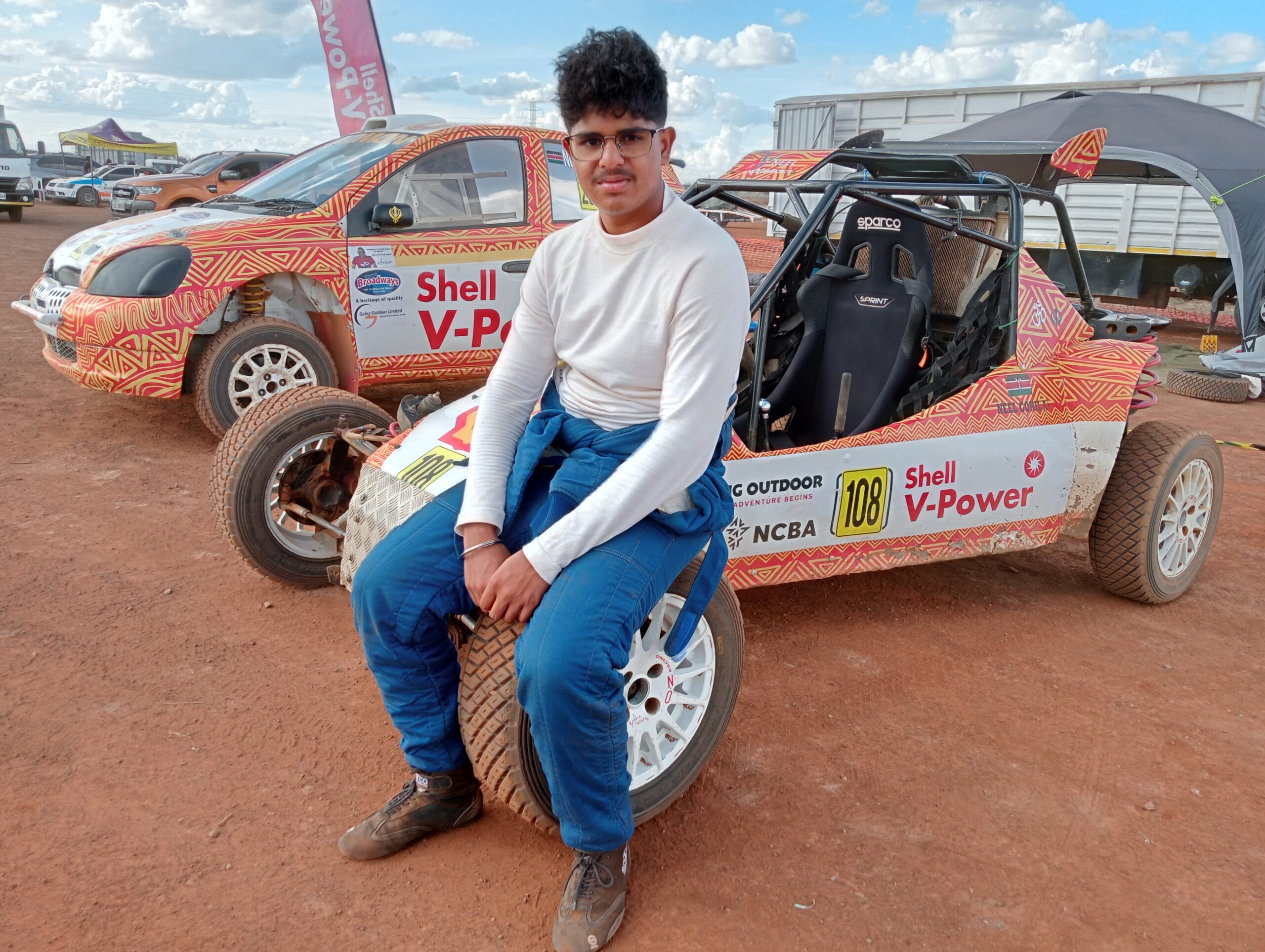 Newly crowned double Autocross champion Neel Gohil captured after the Kasarani race.