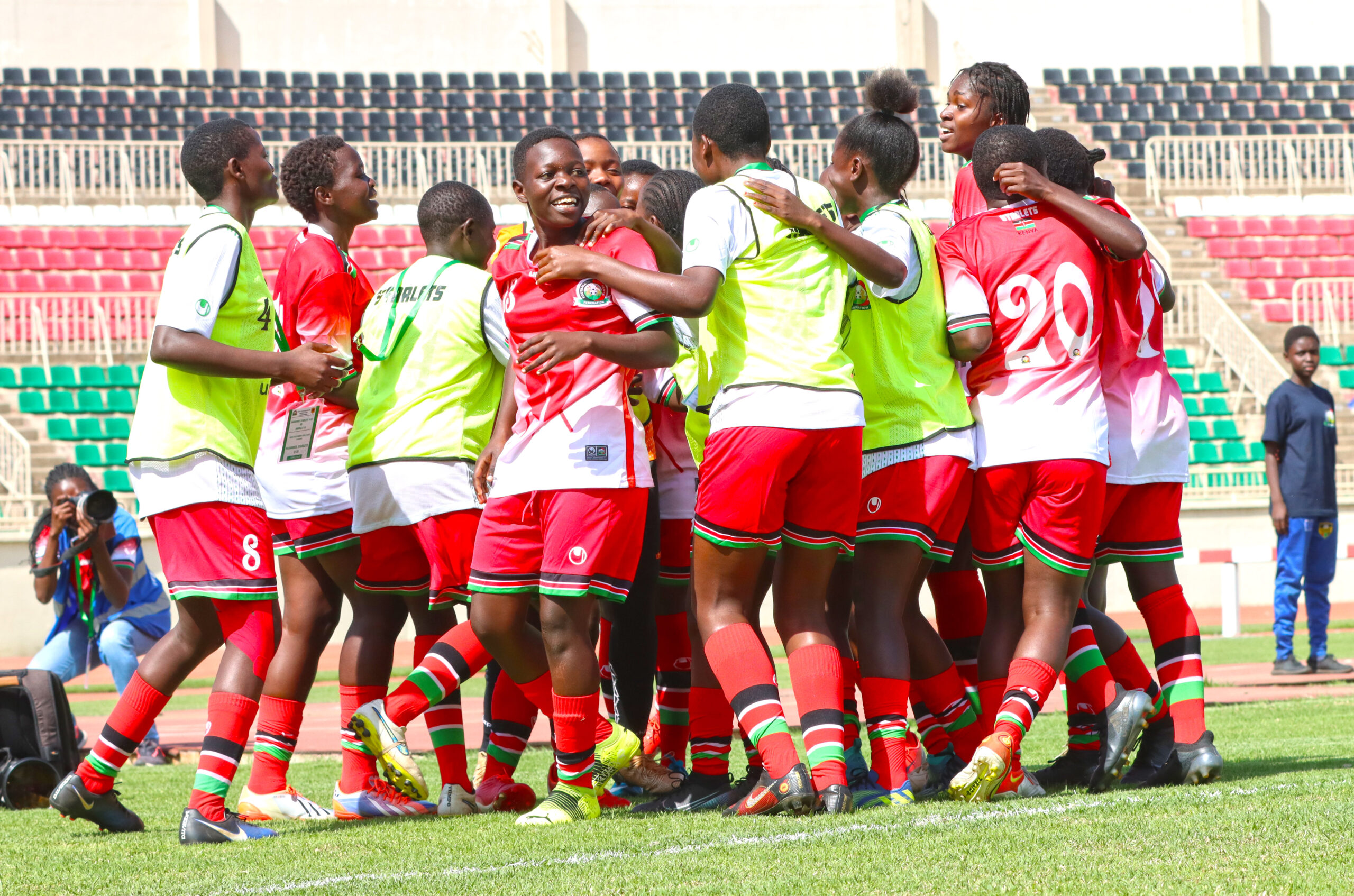 Rising Starlets celebrate their victory over Angola.