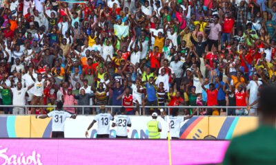 TP Mazembe celebrate their goal over Esperance.