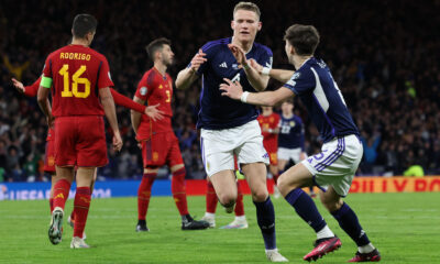 Scott McTominay celebrates after scoring against Spain in a past fixture Sporting News