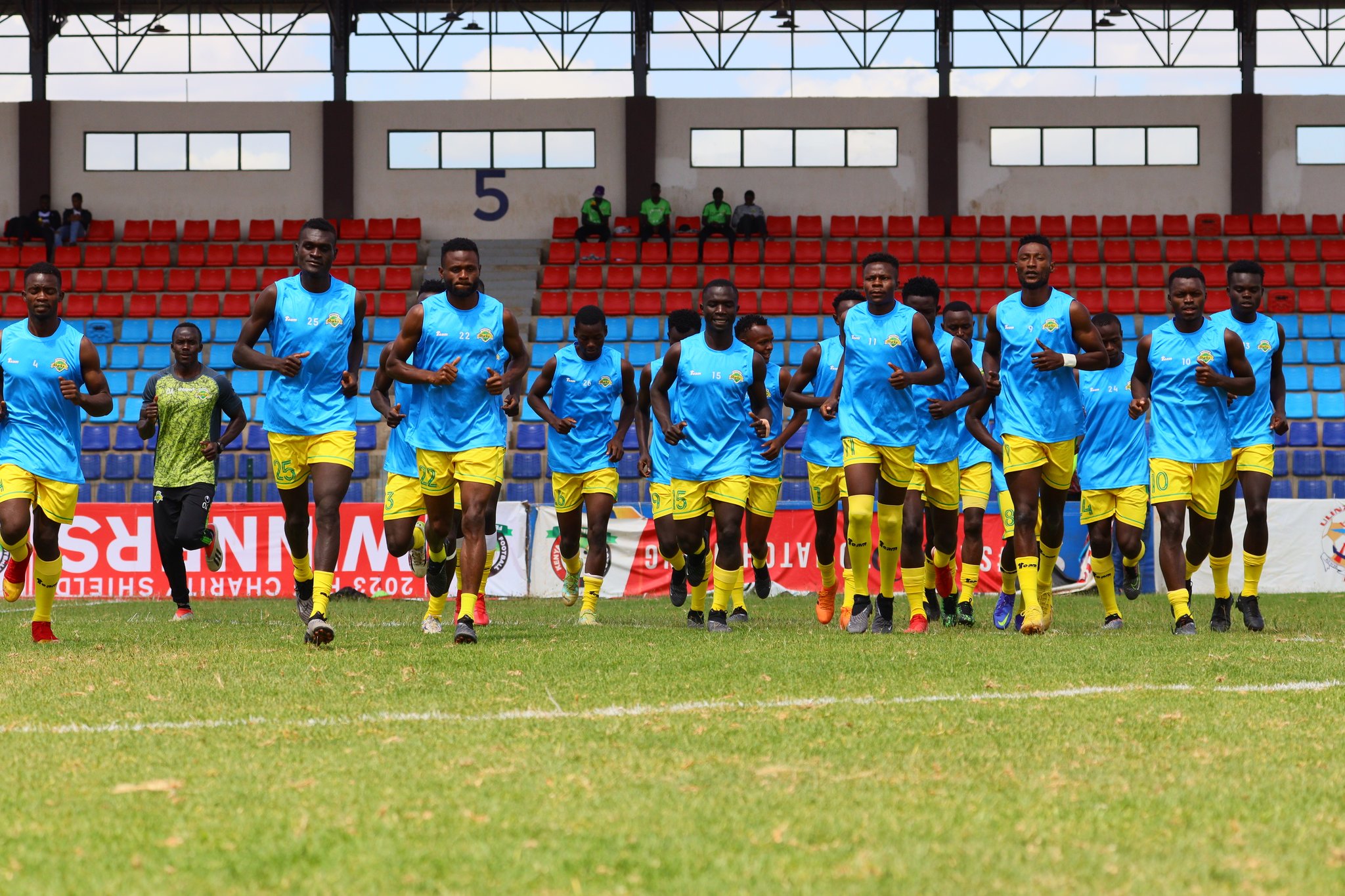 Kariobangi Sharks warming up before their past match against Ulinzi Stars 