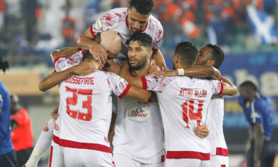 Wydad Athletic Club players celebrate their win over Enyimba. PHOTO/Wydad