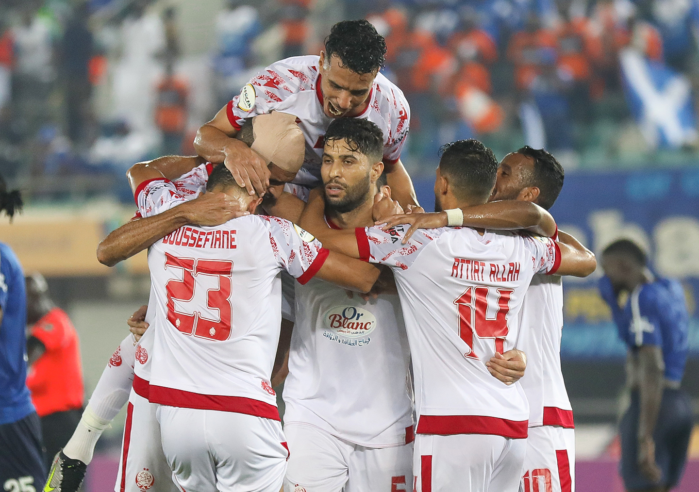 Wydad Athletic Club players celebrate their win over Enyimba. PHOTO/Wydad