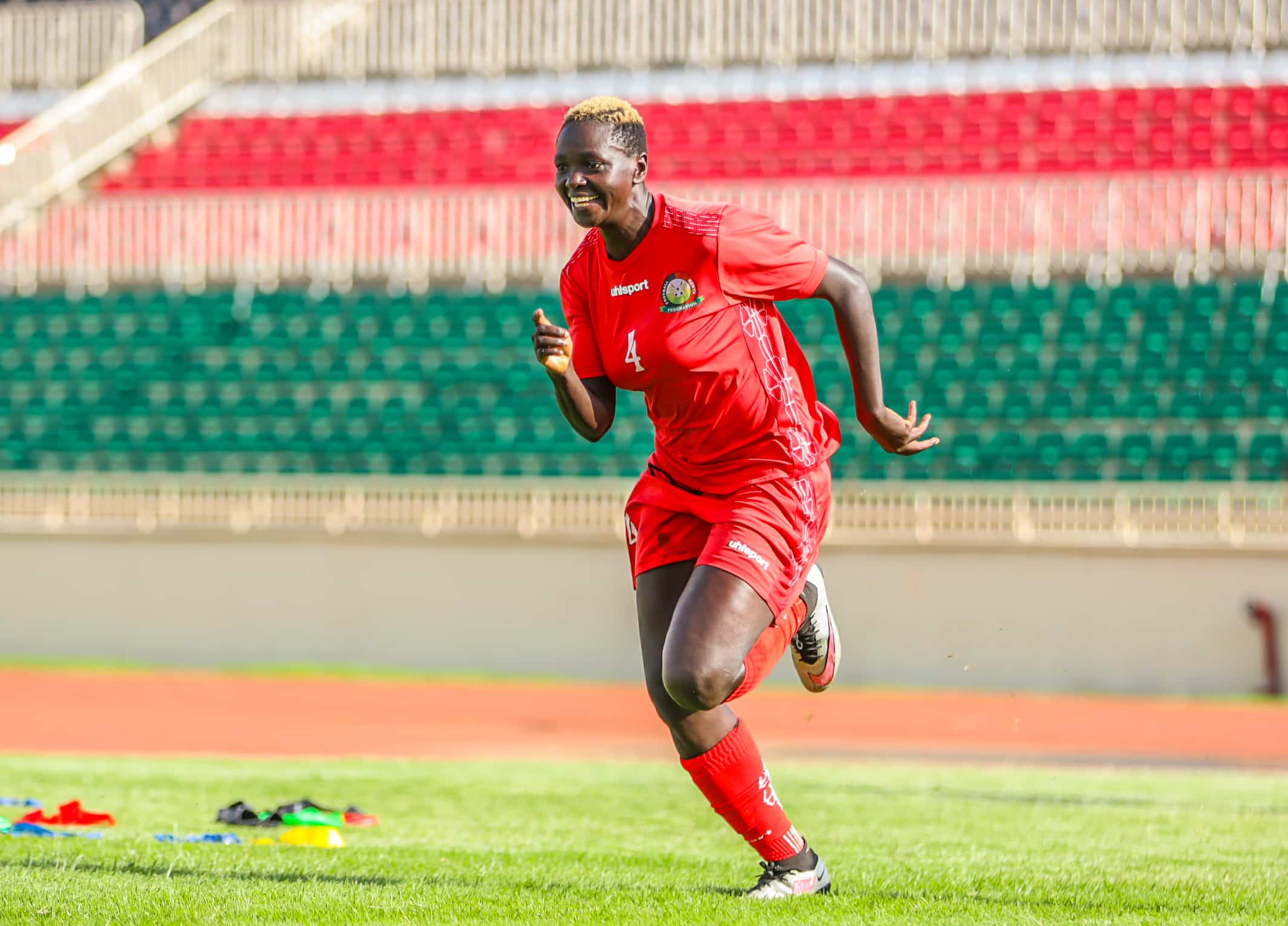 Harambee Starlets defender Phoebe Owiti during a training session