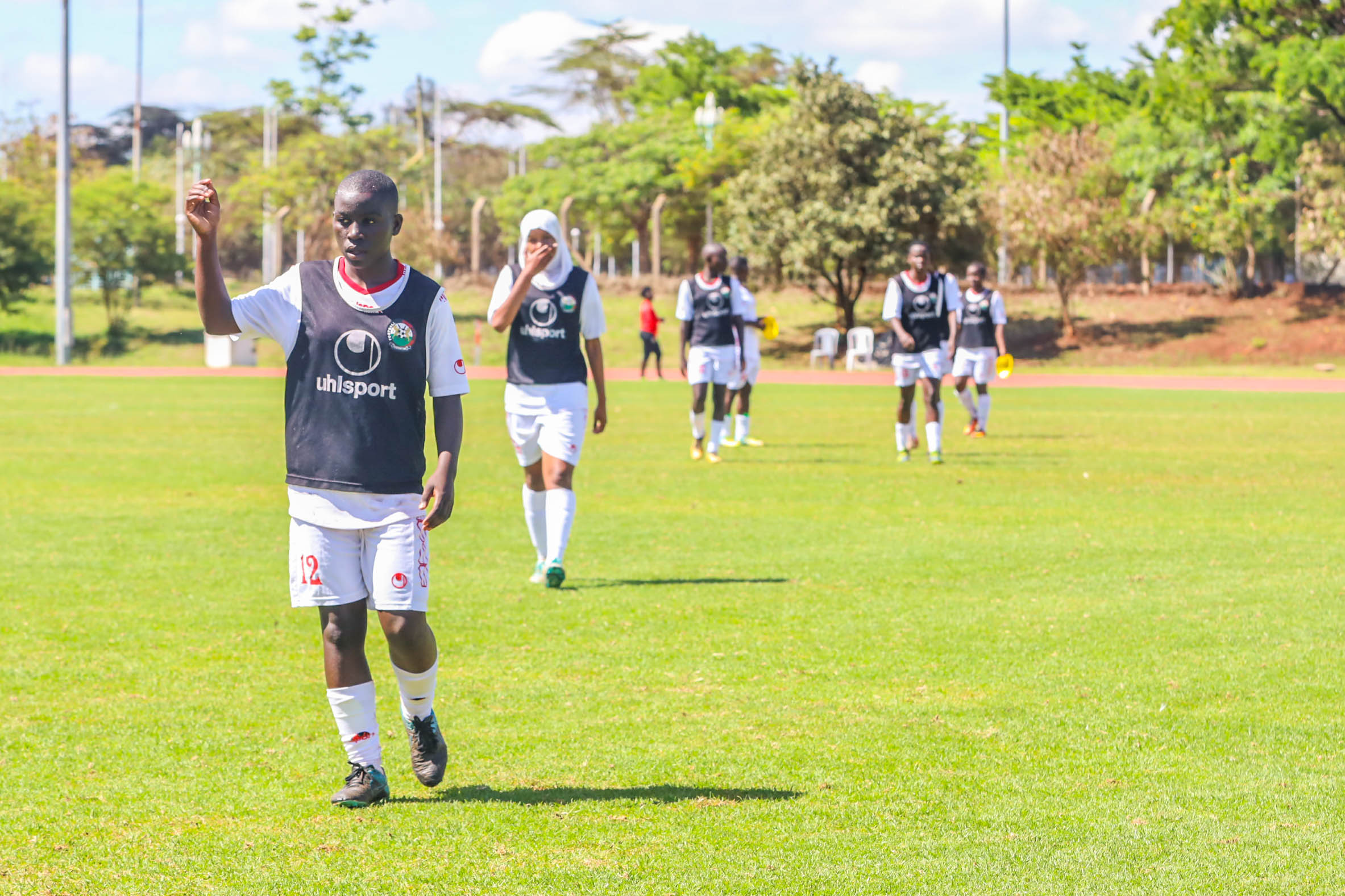 The Rising Starlets during a training session at Kasarani.