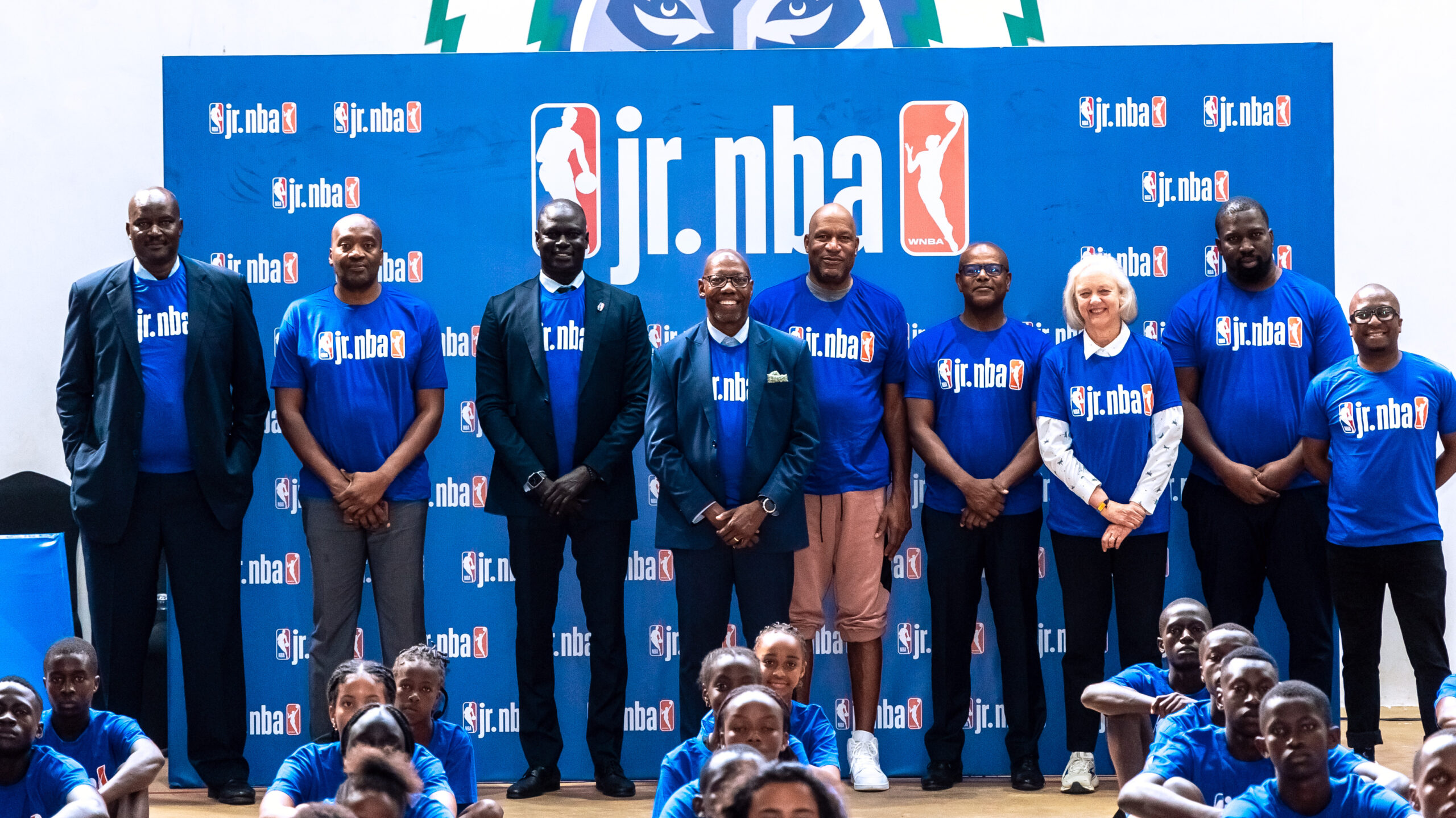 Kenya Basketball Federation (KBF) boss Paul Otula joins dignitaries during the launch of the NBA Kenya office