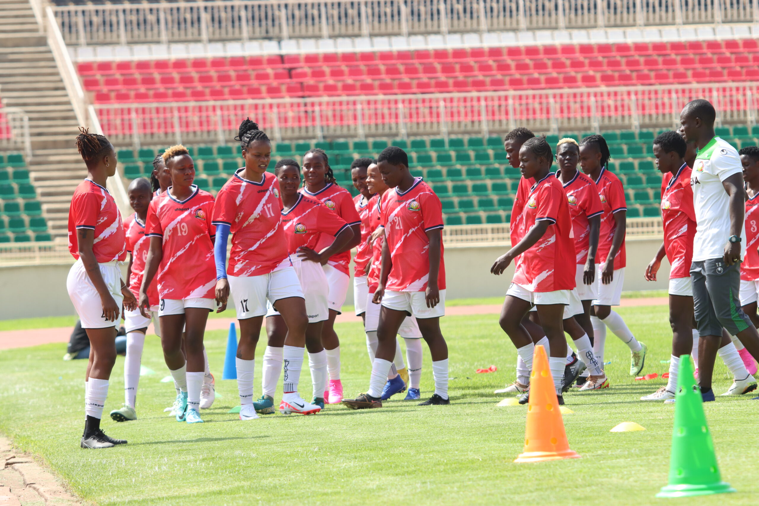 Harambee Starlets during a training session at Nyayo Stadium.