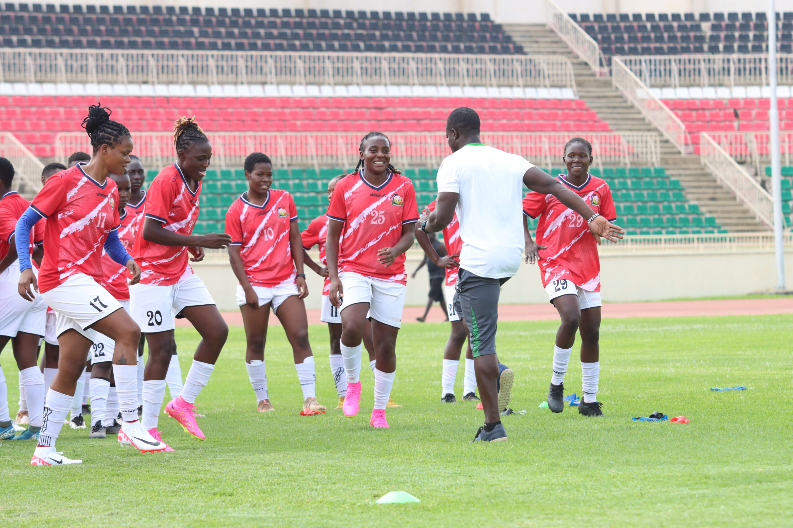 Harambee Starlets during a training session at Nyayo Stadium.