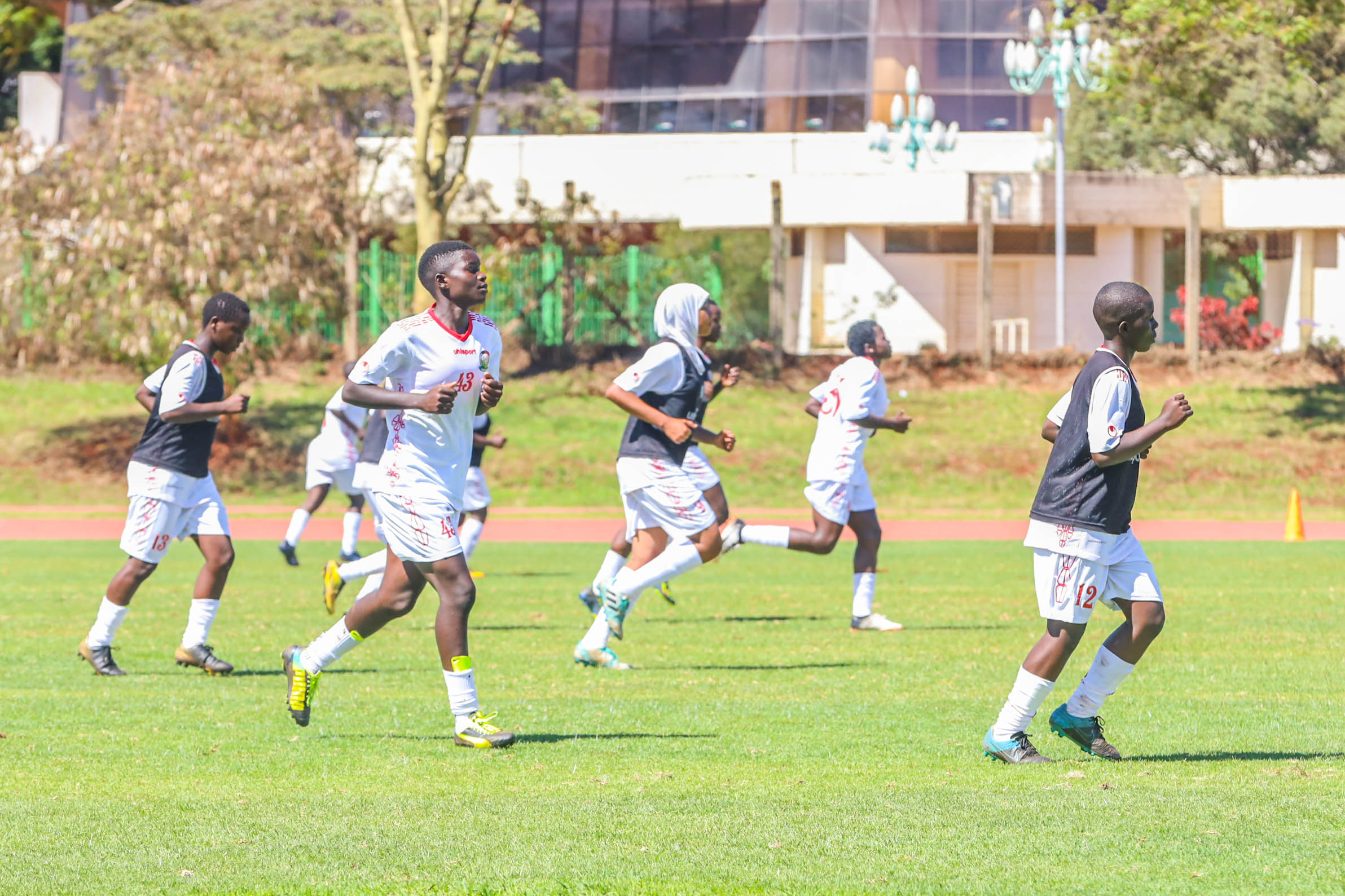 The Rising Starlets during a training session at Kasarani.