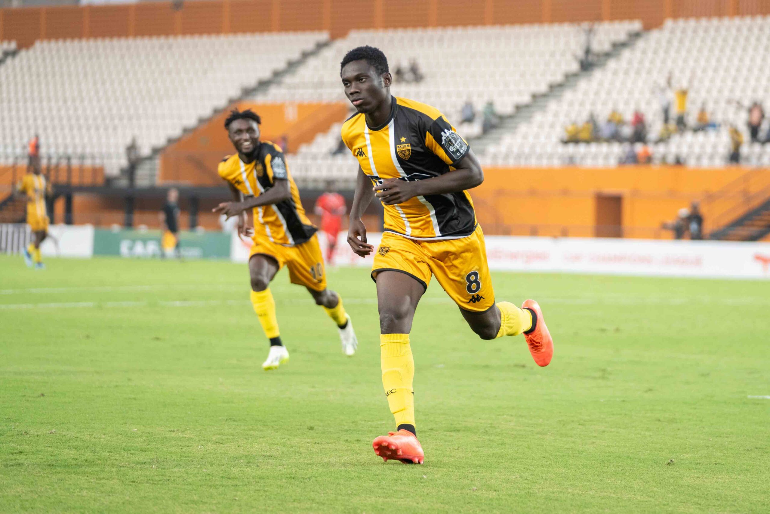 Asec celebrate one of their goals. PHOTO/Asec
