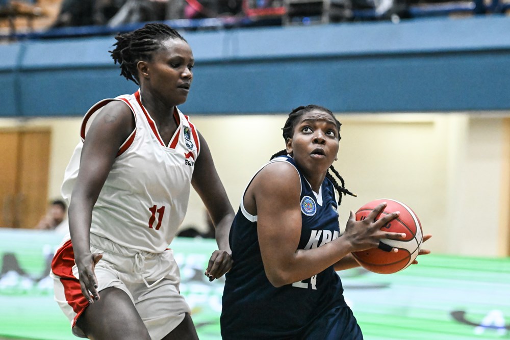 Betty Kananu of Equity Hawks in action against Aminata Ssemasekou of KPA. PHOTO/NBA 