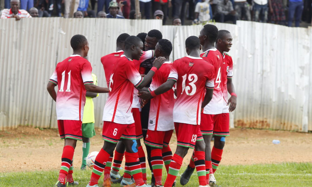 Kenya's Junior Stars celebrate one of their goals against Somalia