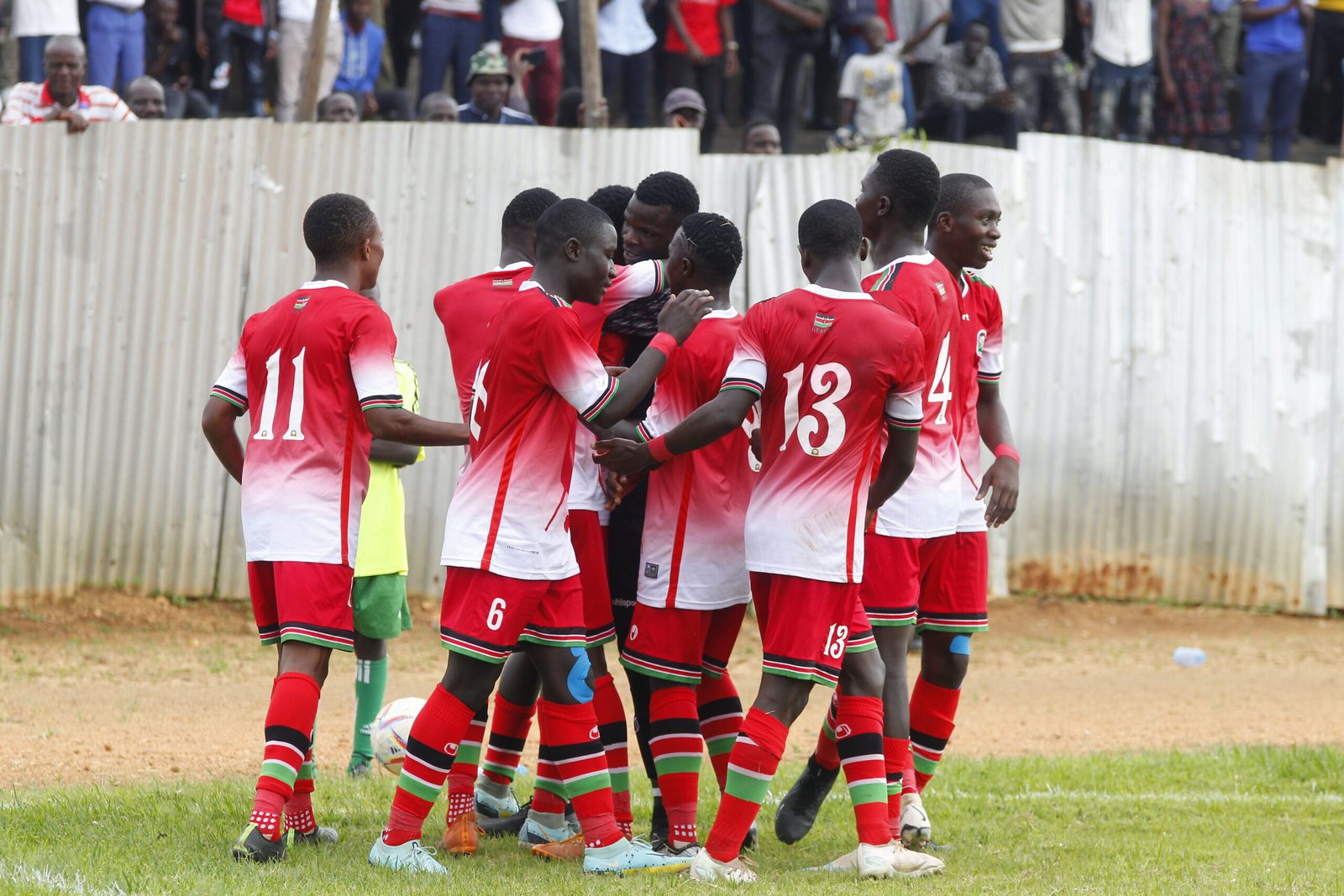 Kenya's Junior Stars celebrate one of their goals against Somalia