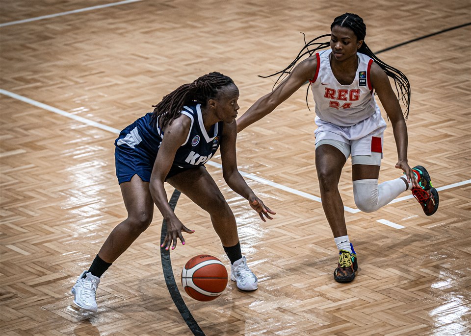 KPA's Hilda Indasi in action against REG. KPA players celebrate after their win over REG. PHOTO.NBA