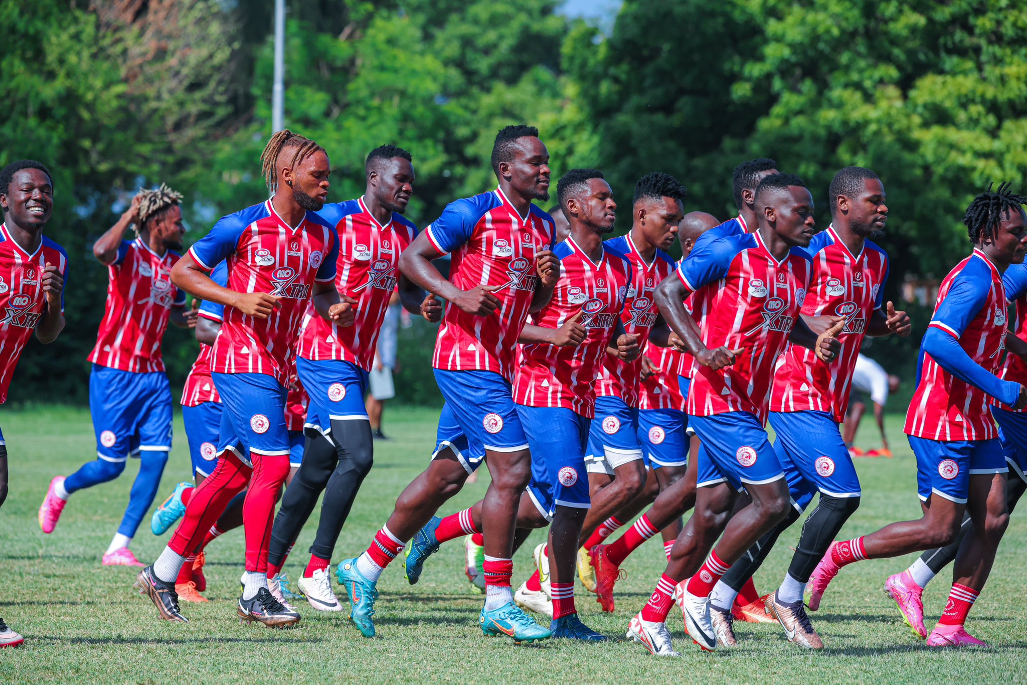 Simba SC players during a training session in Dar es Salaam.