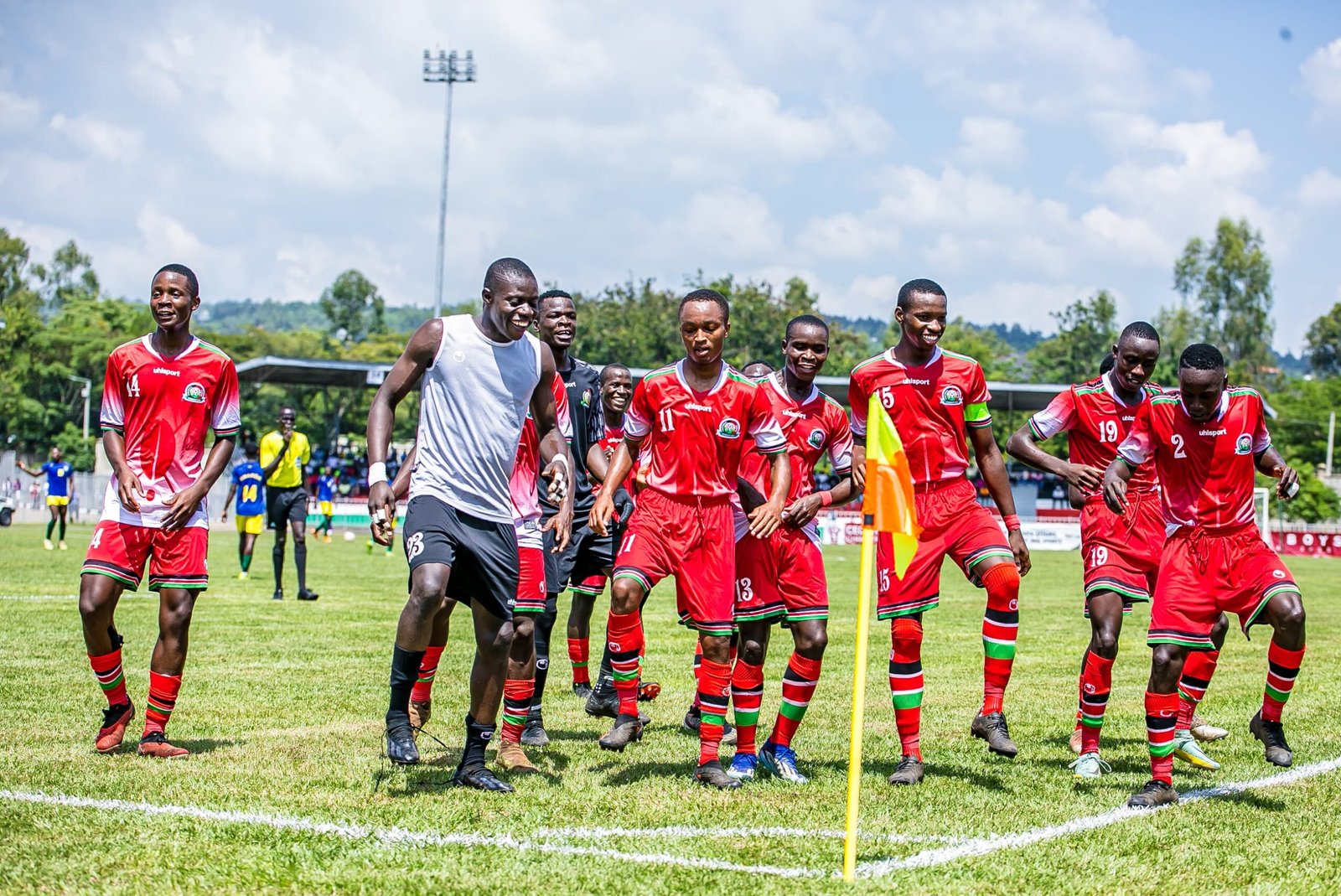 Kenya's Under-18 team celebrates the victory over Rwanda. PHOTO/FKF