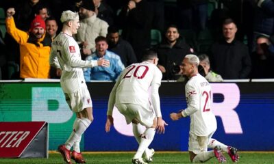 Antony celebrates after scoring against Newport County Photo The Independent