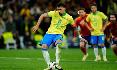 Lucas Paqueta last minute penalty sealed the draw against Spain Photo bein Sports