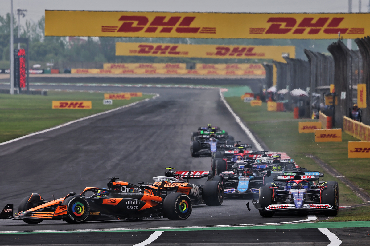 Cars race at the Chinese Grand Prix.