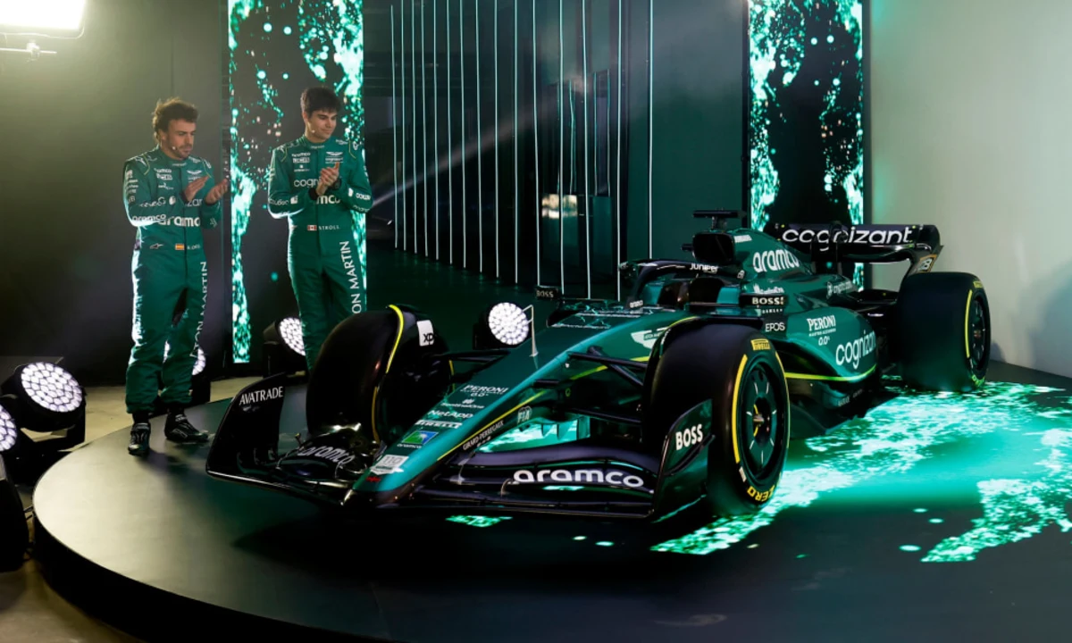 Aston Martin unvieling their car earlier this year.